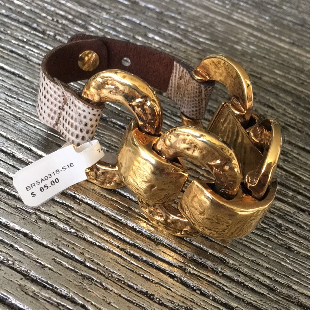 LF gold and leather bracelet